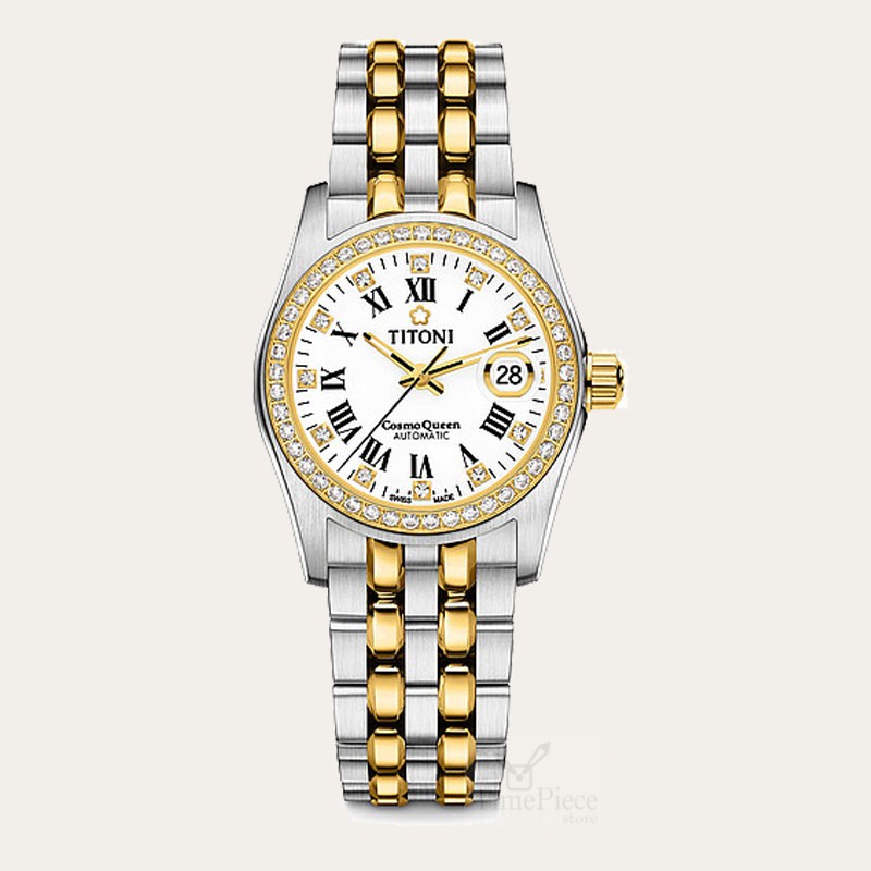 TITONI Cosmo Queen White 27mm Ladies Watch 729 SY-DB-019