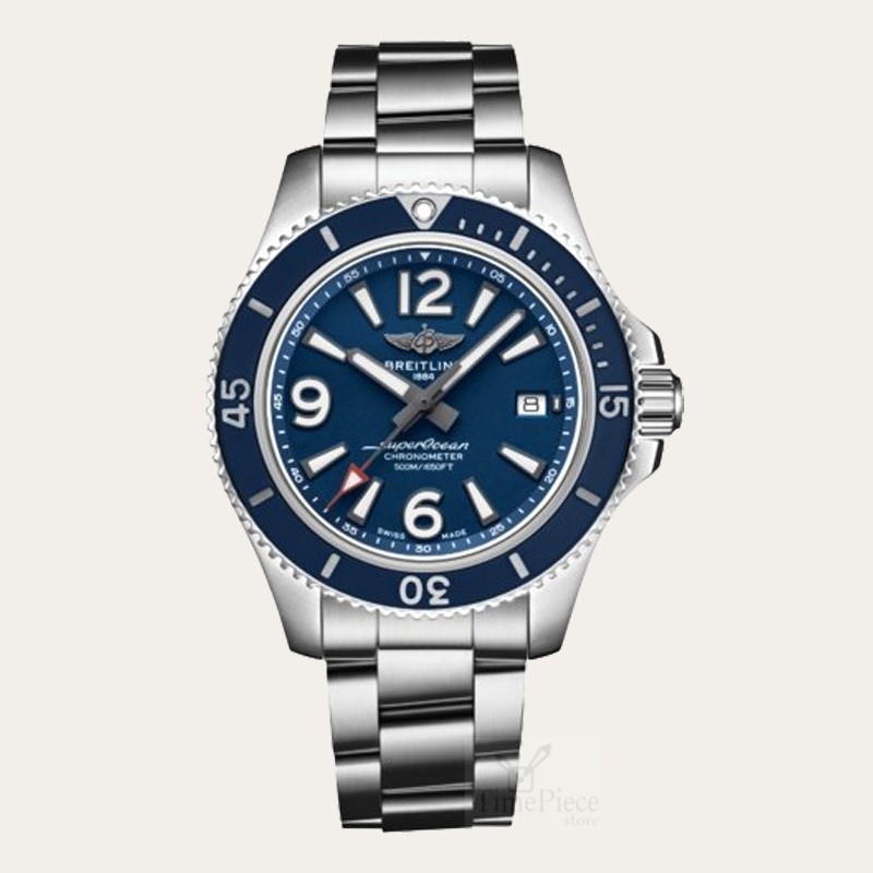 Breitling Superocean A17366D81C1A1 Orologio Meccanico Automatico Da Uomo, Cassa 42mm, Quadrante Blu, Cinturino In Acciaio, Impermeabile 500m